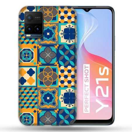 Coque Pour Vivo Y21 / Y21S / Y33S Texture Carreau Ciment Orange