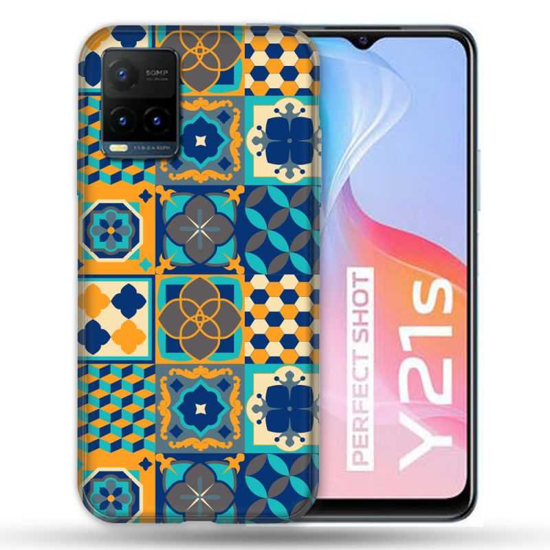 Coque Pour Vivo Y21 / Y21S / Y33S Texture Carreau Ciment Orange
