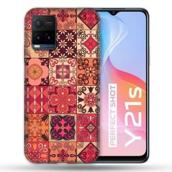 Coque Pour Vivo Y21 / Y21S / Y33S Texture Carreau Ciment Rouge