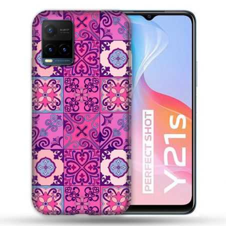 Coque Pour Vivo Y21 / Y21S / Y33S Texture Carreau Ciment Violet