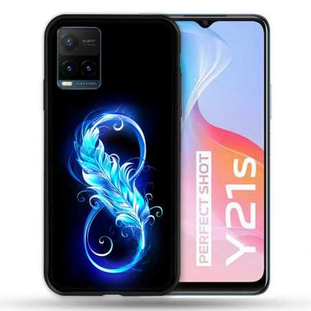 Coque Pour Vivo Y21 / Y21S / Y33S Texture Plume Infini Bleu
