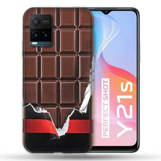 Coque Pour Vivo Y21 / Y21S / Y33S Texture Trompe Oeil Chocolat