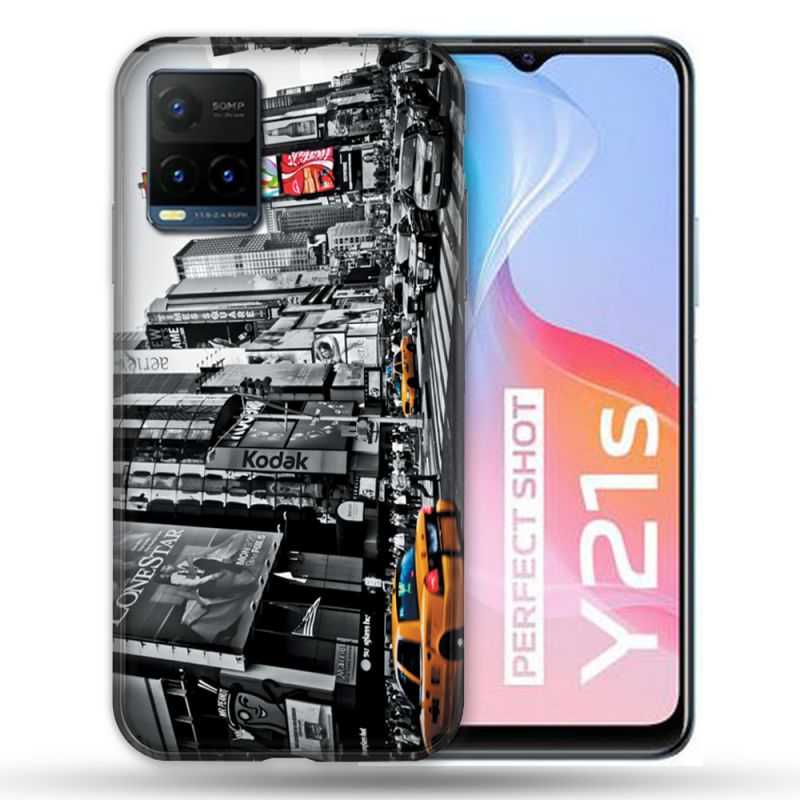Coque Pour Vivo Y21 / Y21S / Y33S Voyage Amerique USA New York Taxi