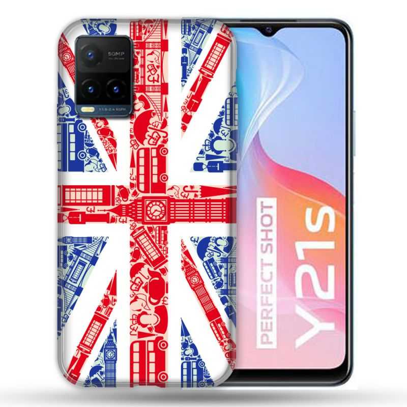Coque Pour Vivo Y21 / Y21S / Y33S Voyage Angleterre Blanc