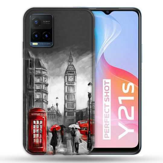 Coque Pour Vivo Y21 / Y21S / Y33S Voyage Angleterre Londres Vintage