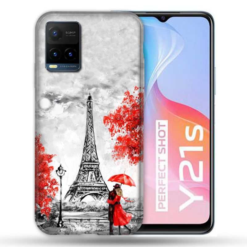 Coque Pour Vivo Y21 / Y21S / Y33S Voyage France Paris Rouge