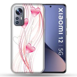 Coque Pour Xiaomi 12 Amour Coeur Rose Montant sur Blanc