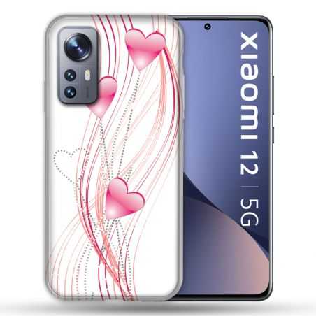 Coque Pour Xiaomi 12 Amour Coeur Rose Montant sur Blanc