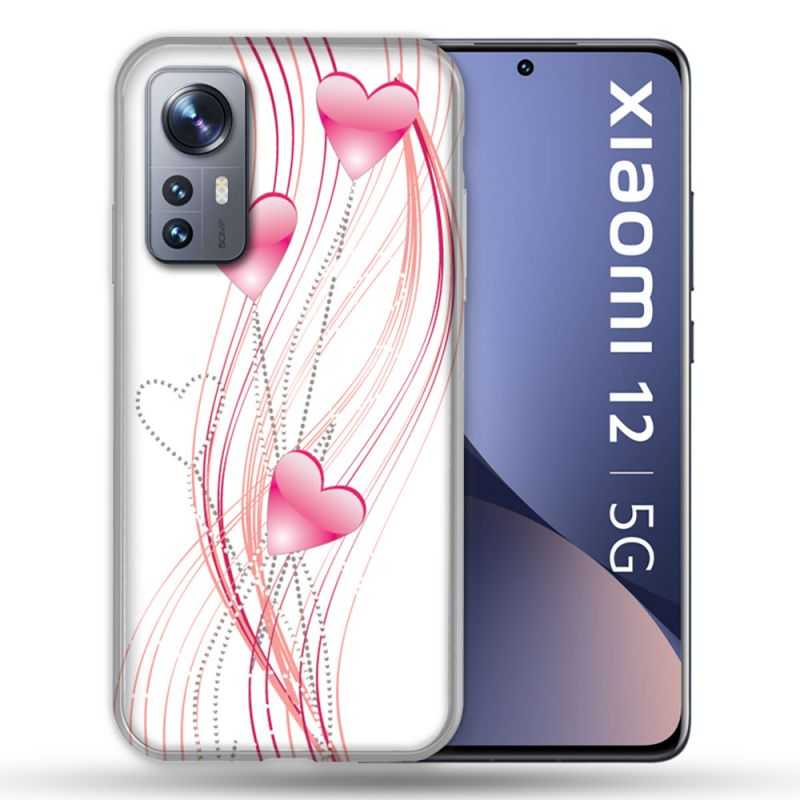 Coque Pour Xiaomi 12 Amour Coeur Rose Montant sur Blanc