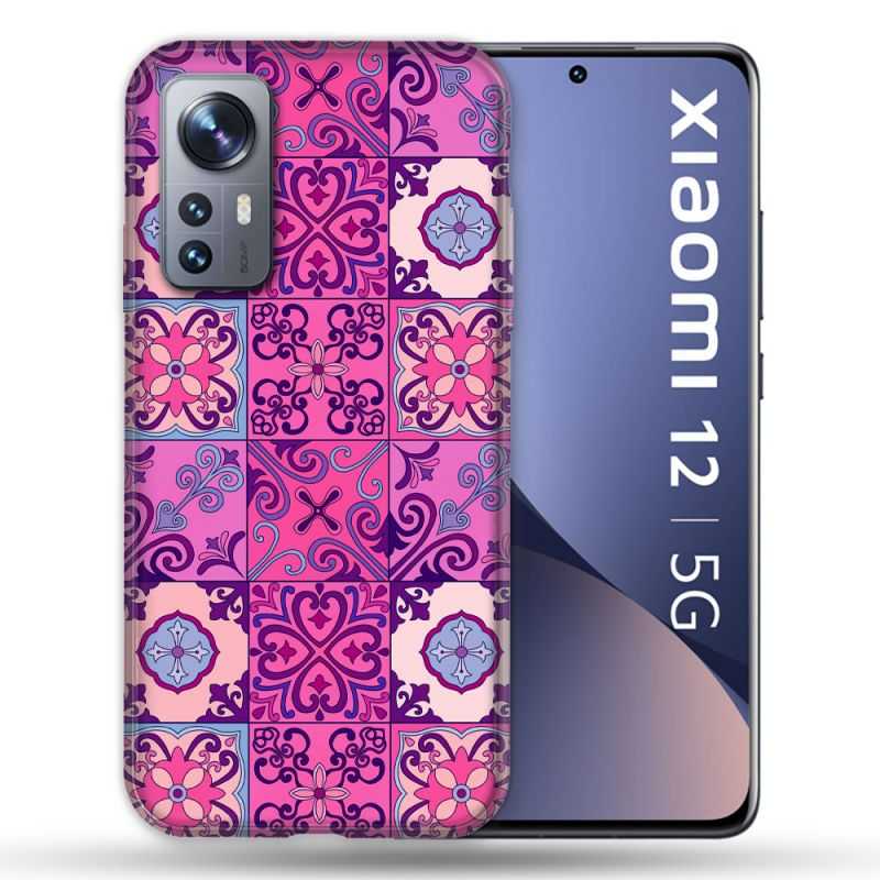 Coque Pour Xiaomi 12 Texture Carreau Ciment Violet