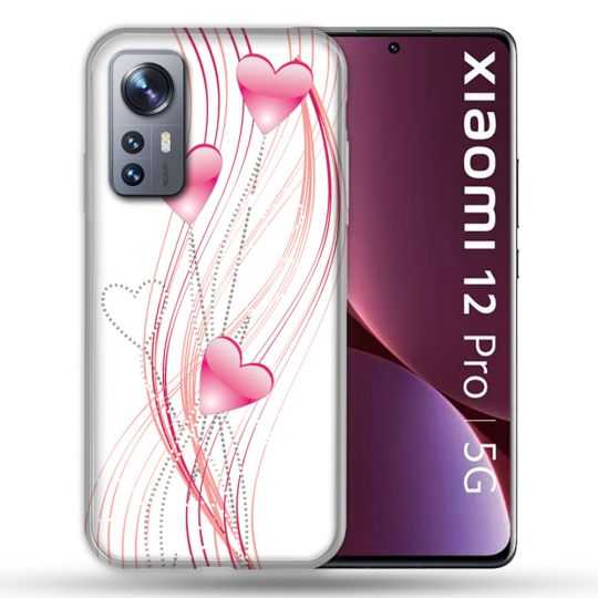Coque Pour Xiaomi 12 Pro Amour Coeur Rose Montant sur Blanc
