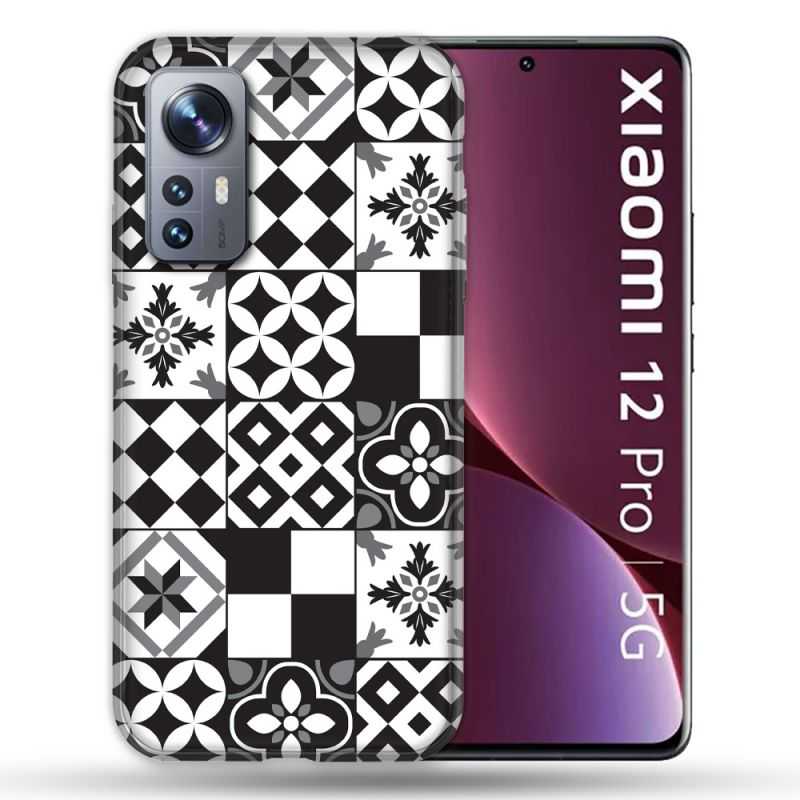 Coque Pour Xiaomi 12 Pro Texture Carreau Ciment Noir