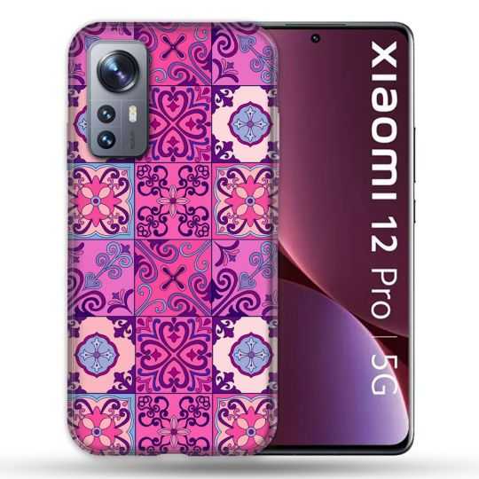 Coque Pour Xiaomi 12 Pro Texture Carreau Ciment Violet