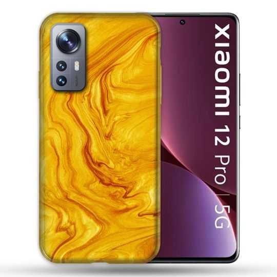 Coque Pour Xiaomi 12 Pro Texture Marbre Jaune