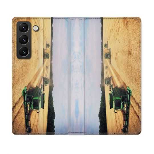Housse Cuir Portefeuille Pour Samsung Galaxy S21 FE Agriculture Moissonneuse Soleil