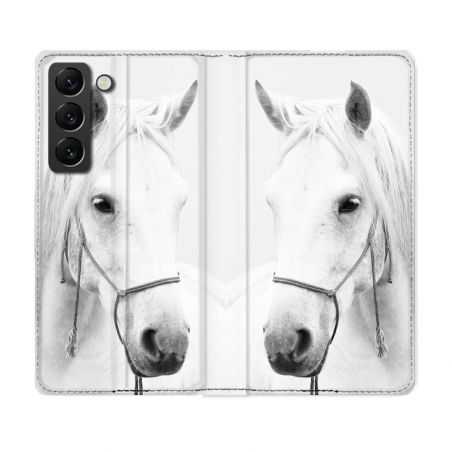 Housse Cuir Portefeuille Pour Samsung Galaxy S21 FE Animal Cheval Cristal
