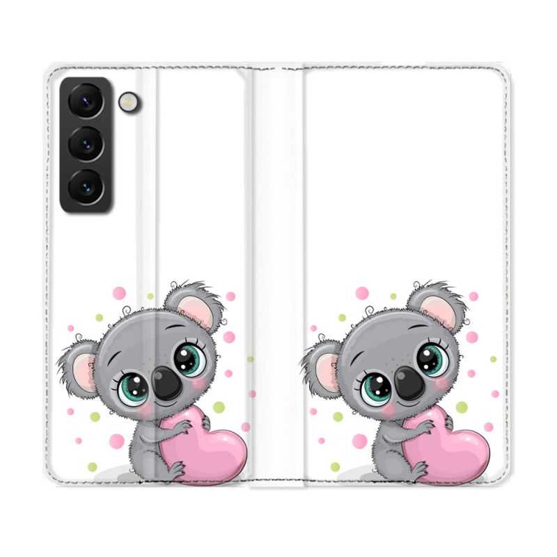 Housse Cuir Portefeuille Pour Samsung Galaxy S21 FE Animal Koala Cœur