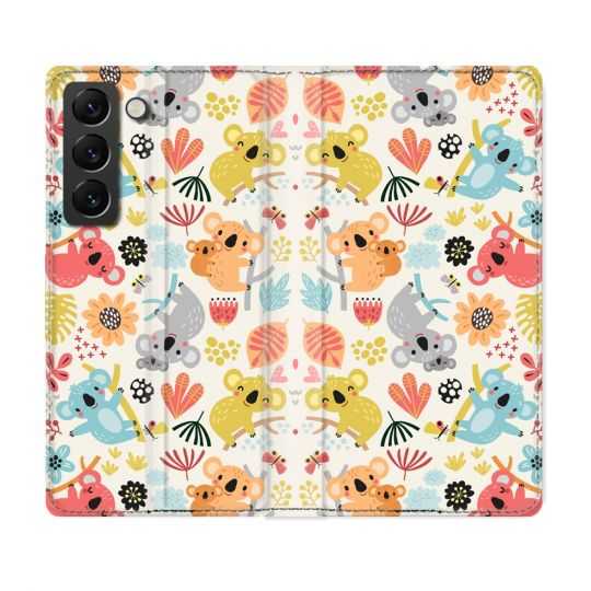 Housse Cuir Portefeuille Pour Samsung Galaxy S21 FE Animal Koala Pattern