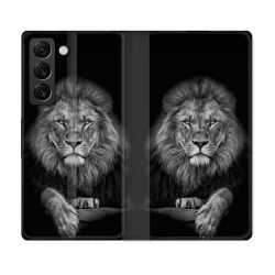 Housse Cuir Portefeuille Pour Samsung Galaxy S21 FE Animal Lion Majestueux