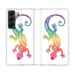 Housse Cuir Portefeuille Pour Samsung Galaxy S21 FE Animal Salamandre Color
