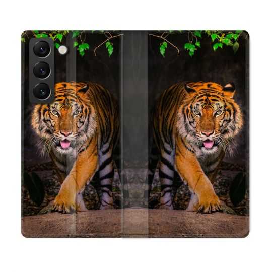 Housse Cuir Portefeuille Pour Samsung Galaxy S21 FE Animal Tigre Jungle