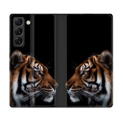 Housse Cuir Portefeuille Pour Samsung Galaxy S21 FE Animal Tigre Noir