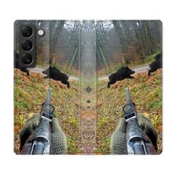 Housse Cuir Portefeuille Pour Samsung Galaxy S21 FE Chasse Vision Tir