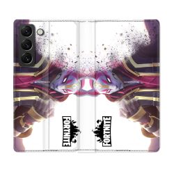 Housse Cuir Portefeuille Pour Samsung Galaxy S21 FE Fortnite Blanc