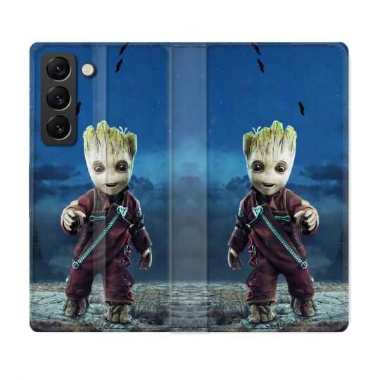 Housse Cuir Portefeuille Pour Samsung Galaxy S21 FE Groot Bleu