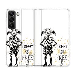 Housse Cuir Portefeuille Pour Samsung Galaxy S21 FE Harry Potter Dobby Free Blanc