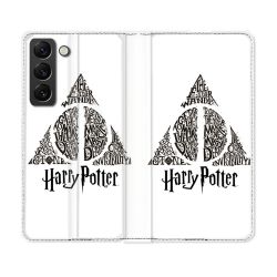 Housse Cuir Portefeuille Pour Samsung Galaxy S21 FE Harry Potter Hollows triangle Blanc