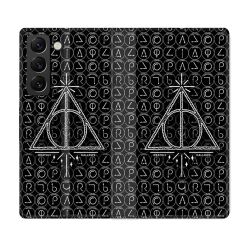 Housse Cuir Portefeuille Pour Samsung Galaxy S21 FE Harry Potter Hollows Triangle Noir