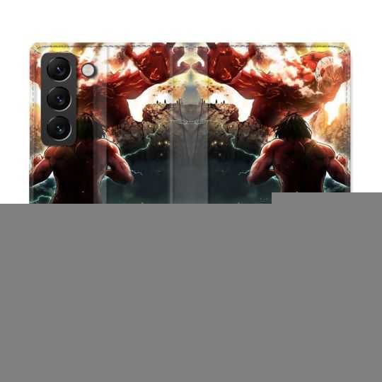 Housse Cuir Portefeuille Pour Samsung Galaxy S21 FE Manga Attaque Titans Combat