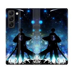 Housse Cuir Portefeuille Pour Samsung Galaxy S21 FE Manga Attaque Titans Levi