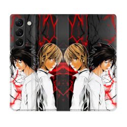 Housse Cuir Portefeuille Pour Samsung Galaxy S21 FE Manga Death Note Duo