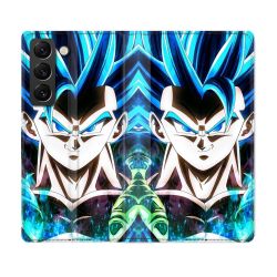 Housse Cuir Portefeuille Pour Samsung Galaxy S21 FE Manga Dragon Ball Gogeta Visage