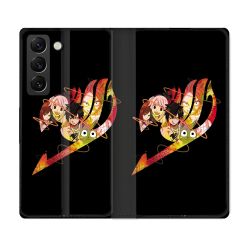 Housse Cuir Portefeuille Pour Samsung Galaxy S21 FE Manga Fairy Tail Logo Noir