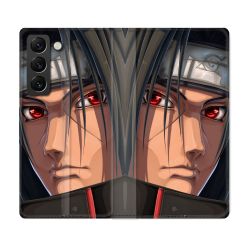 Housse Cuir Portefeuille Pour Samsung Galaxy S21 FE Manga Naruto Itachi Visage