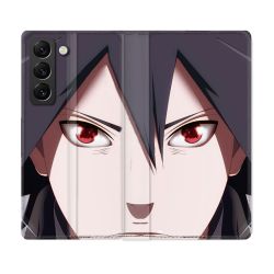 Housse Cuir Portefeuille Pour Samsung Galaxy S21 FE Manga Naruto Sasuke visage
