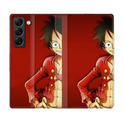 Housse Cuir Portefeuille Pour Samsung Galaxy S21 FE Manga One Piece Luffy