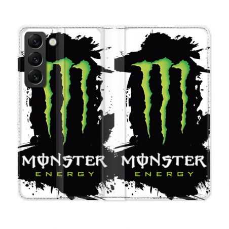 Housse Cuir Portefeuille Pour Samsung Galaxy S21 FE Monster Energy Tache