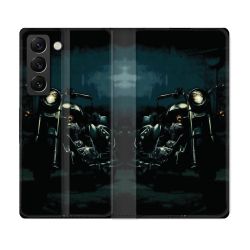 Housse Cuir Portefeuille Pour Samsung Galaxy S21 FE Moto Harley Vintage