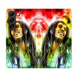 Housse Cuir Portefeuille Pour Samsung Galaxy S21 FE Musique Bob Marley Color