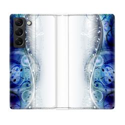 Housse Cuir Portefeuille Pour Samsung Galaxy S21 FE Musique Partition Vague