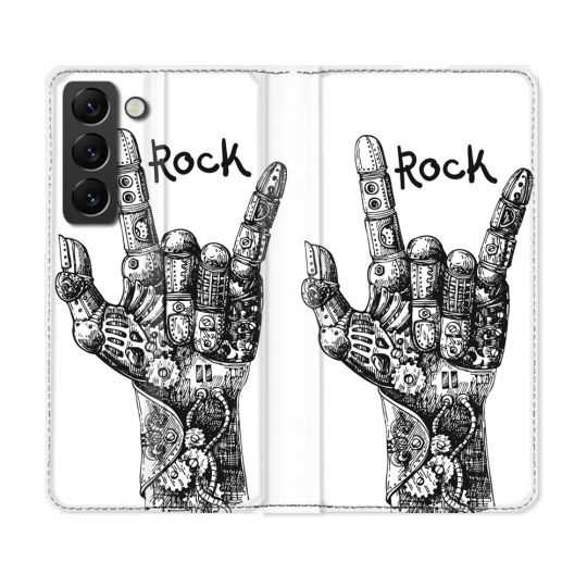 Housse Cuir Portefeuille Pour Samsung Galaxy S21 FE Musique Rock Main