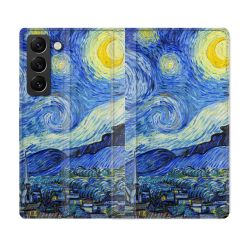 Housse Cuir Portefeuille Pour Samsung Galaxy S21 FE Peinture La nuit étoilée