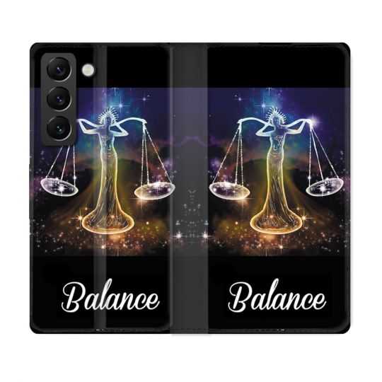 Housse Cuir Portefeuille Pour Samsung Galaxy S21 FE Signe Zodiaque 2 Balance