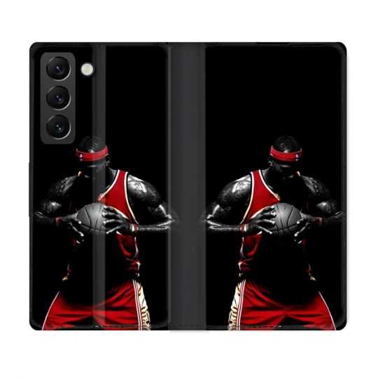 Housse Cuir Portefeuille Pour Samsung Galaxy S21 FE Sport Basketeur