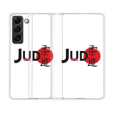 Housse Cuir Portefeuille Pour Samsung Galaxy S21 FE Sport Judo Logo