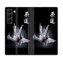 Housse Cuir Portefeuille Pour Samsung Galaxy S21 FE Sport Judo Noir